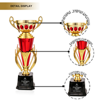 Trofeo Rojo Clásico Más Vendido, Trofeo de Fútbol Personalizable, Trofeo con Forma de Ala en el Lateral, Trofeo de Plástico