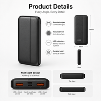 Batterie externe compacte 10000 mAh, chargeur USB portable 10000 mAh, impression de logo, approvisionnement en gros pour voyages, camping, téléphones, vente au détail