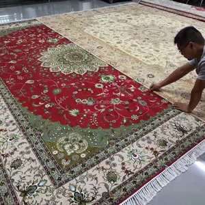 Alfombras de Lana Hechas a Mano, Anudadas a Mano, de 10x14, Color Beige Marfil, Estilo Persa Oriental para Sala de Estar - Product Image 2