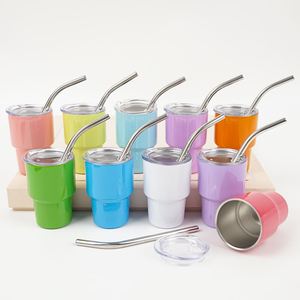Tasses à café populaires personnalisées en acier inoxydable de 2 oz et 3 oz, mini-gobelets mignons avec paille et couvercle - Product Image 2