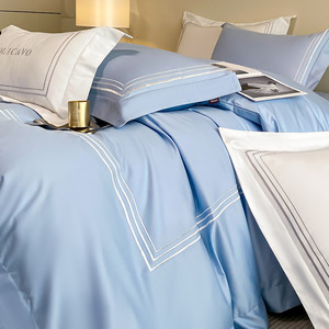 Set Sprei Katun Mesir Mewah 600 Thread-Count dengan Bordir Modern dan Bordir <span class=keywords><strong>3</strong></span> Garis untuk Semua Musim - Product Image 4