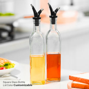 Bottiglia Vuota <span class=keywords><strong>per</strong></span> <span class=keywords><strong>Olio</strong></span> <span class=keywords><strong>d</strong></span>'<span class=keywords><strong>Oliva</strong></span> in Vetro Nero Trasparente Contenitori da 500 ml Dispenser <span class=keywords><strong>per</strong></span> <span class=keywords><strong>Olio</strong></span> con Coperchio e Set di Supporti - Product Image 5