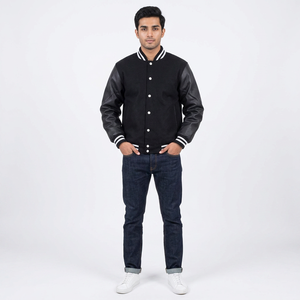 Custom Logo <b>Baseball</b> Letterman Varsity <b>Jackets</b>-Stand Collar Front Embroidery 100% Cotton Breathable <b>Men's</b> Winter <b>Jackets</b> - Product Image 1