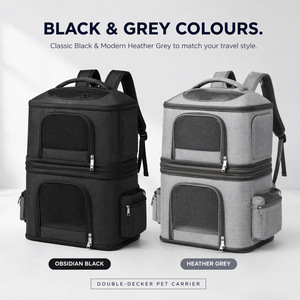 Mochila transportadora de mascotas de doble capa, transpirable, con malla, bolsa de viaje portátil para gatos y perros, con cierre de cremallera - Product Image 6