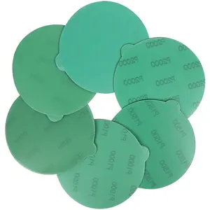 6" green film backing sanding paper disc rust removal abrasive disc sanding with hole pattern hook and loop