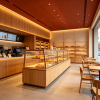 Luxuriöse Holz-Bäckereivitrine Hochwertige Multifunktionale Glas-Brotvitrine LED-Beleuchtung Farblich Anpassbar Komplett