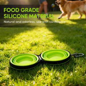 Pet <b>Bowl</b> Eco-Friendly Silicone Travel <b>Bowl</b> Travel Collapsible Silicone Dog Water <b>Bowl</b> 2-Piece Portable Set Zipper Travel <b>Bag</b> - Product Image 3