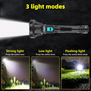 Lampu LED kuat COB perbesaran jarak jauh, senter taktis pencahayaan tahan air dapat diisi ulang USB ABS - Product Image 4