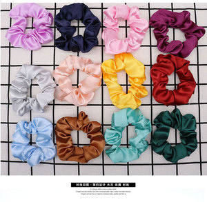 Groothandel goedkope hoogwaardige elastische haarbandjes accessoires effen kleur zijde satijn <span class=keywords><strong>scrunchies</strong></span> voor dames feest vintage - Product Image 3
