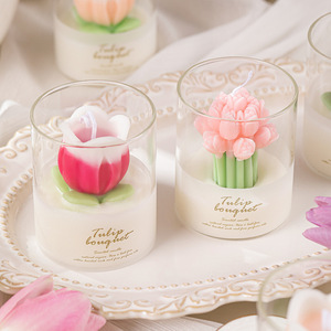 Tulip Bouquet Shaped Flower Scented <b>Candle</b> Fragrance <b>Gift</b> Box Romantic Atmosphere Decor For Holiday Presents - Product Image 2