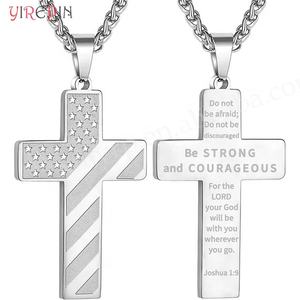 Cadena colgante <span class=keywords><strong>de</strong></span> verso bíblico <span class=keywords><strong>de</strong></span> bandera americana <span class=keywords><strong>de</strong></span> acero inoxidable para hombres regalo <span class=keywords><strong>de</strong></span> joyería - Product Image 4