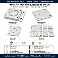 Ensemble de pièces en aluminium usinées CNC sur mesure, plaques carrées à 3x3 trous, plaques de montage encastrées pour l'automatisation OEM ODM