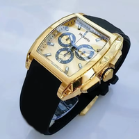 Montre Chronographe à Quartz pour Homme, Boîtier Doré, Cadran Multifonction, Bracelet en Silicone et Métal, Tendance Quotidienne et Soirée
