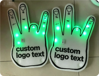 Mains en mousse LED lumineuses avec logo personnalisé, numérotées de 1 à 5, disponibles pour événements et fêtes