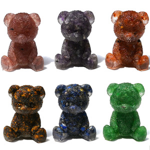 Wholesale Multi-Color Natural Crystal Gravel <b>Bear</b> Ornaments <b>Cute</b> Sitting/Lying <b>Bear</b> Home Car Accessories Carved Cross-Border - Product Image 4
