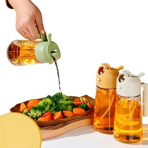 Dispenser Olio in Vetro per Uso Domestico, per Grigliate e Cotture, Design Doppio Uso Versa e Spruzza, Apertura e Chiusura Automatica, Anti-goccia, Facile da Usare - Product Image 1