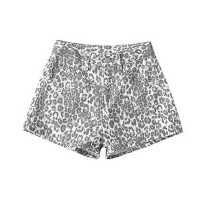 กางเกงยีนส์ขาสั้นทรงเอเอวสูงลายเสือดาวสไตล์วินเทจสำหรับผู้หญิงแฟชั่นฤดูร้อน - Product Image 4