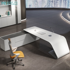 Modern Luxury MFC Board Executive Boss Office Desk High-End Home Furniture with L-Shaped <b>Table</b> Factory Design - Product Image 2