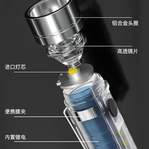 ไฟฉายขนาดเล็กพร้อมพวงกุญแจแม่เหล็ก LED ไฟทำงานกลางแจ้ง แบตเตอรี่ AAA วัสดุ ABS แสงสีขาวแบบหรี่แสงได้ - Product Image 4