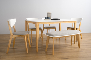 Modern White ARTHUR Bench Minimalist Solid Wood Seating for Entryway Hallway and Dining Room Table Bench Organiser - Product Image 4