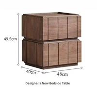 Table d'appoint moderne en bois à double niveau avec lattes cannelées, meuble d'appoint pour canapé de salon, décoration marron naturel
