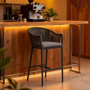 Nordic Stackable Aluminum Rope Woven <b>Stool</b> Lightweight Water Resistant Modern Design <b>for</b> Commercial Use Cafes Bars <b>Gardens</b> - Product Image 4