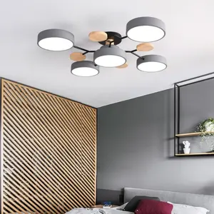 Candelabro nórdico para sala de estar, iluminación de techo moderna simple de color macaron para dormitorio