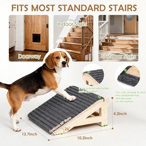 Rampa de madera para perros, ayuda para subir escaleras en interiores, escalera portátil para perros pequeños, soporte seguro antideslizante - Product Image 4