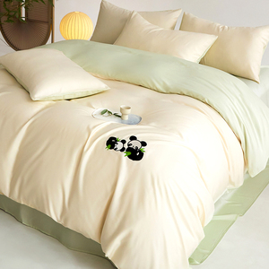 Bán buôn dễ thương <span class=keywords><strong>Panda</strong></span> in tấm ga trải giường tre đặt 4 cái đầy đủ/Nữ Hoàng/Vua kích thước cho khách sạn nhà đặt hàng số lượng lớn với thấp moq - Product Image 3