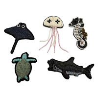 Patchs brodés sur le thème des créatures marines, patchs brodés tortue, requin, méduse, hippocampe pour vêtements, chapeaux, sacs à dos, décoration