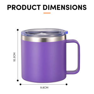 En gros, Tasse à café isotherme personnalisée en acier inoxydable à double paroi de 14 oz, avec poignée, couvercle et paille, pour boissons glacées et de voyage - Product Image 5