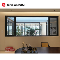 Fenêtre coulissante double vitrage blanc en alliage d'aluminium, horizontale, commerciale, avec panneau fixe et moustiquaire magnétique, modèle Rolansini European