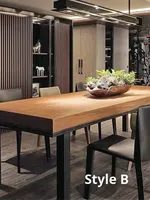Table de conférence de bureau en bois massif détachable de style industriel rétro moderne simple, forme de bande, longue table de salle à manger, meubles