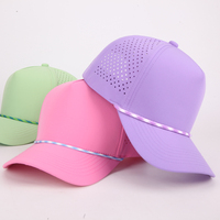 Casquette de sport imperméable à trous découpés au laser, broderie personnalisée, logo en caoutchouc, cordon, polyester, performance, pour le golf