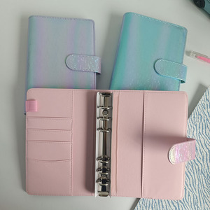 Personalisierte Logo Elegant Holographic Hardcover Leather Clear Pocket Cash Envelopes Ring Binder A6 Wallet Budget Planer - Product Image 4