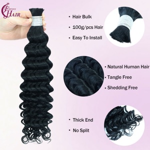ผมคนแบบลอนลึก100กรัมสำหรับการต่อผมสีดำแบบไม่ทอ - Product Image 3