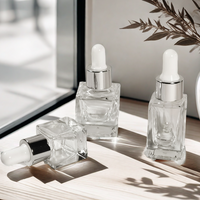 Bouteilles en verre de forme carrée de 5ml 10ml 15ml avec compte-gouttes sérigraphié et estampillé or pour les huiles cosmétiques et essentielles pour le visage