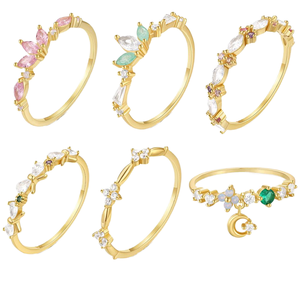 Anillo de Plata de Ley 925 de Moda, Chapado en Oro de 18K, Forma de V, Minimalista, con Circonita Corte Baguette, Regalo de Boda - Product Image 1