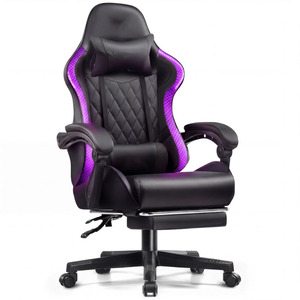 Silla <span class=keywords><strong>de</strong></span> Juego Ergonómica con Luces RGB, <span class=keywords><strong>de</strong></span> Alta Gama, Resistente, Cómoda, Giratoria 360°, <span class=keywords><strong>para</strong></span> <span class=keywords><strong>Adultos</strong></span>, con Reposapiés - Product Image 1