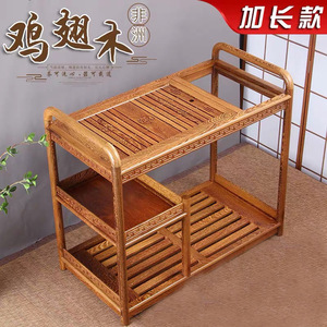 Carrito de té de madera maciza, mesa de té portátil con estante de almacenamiento para uso doméstico - Product Image 2