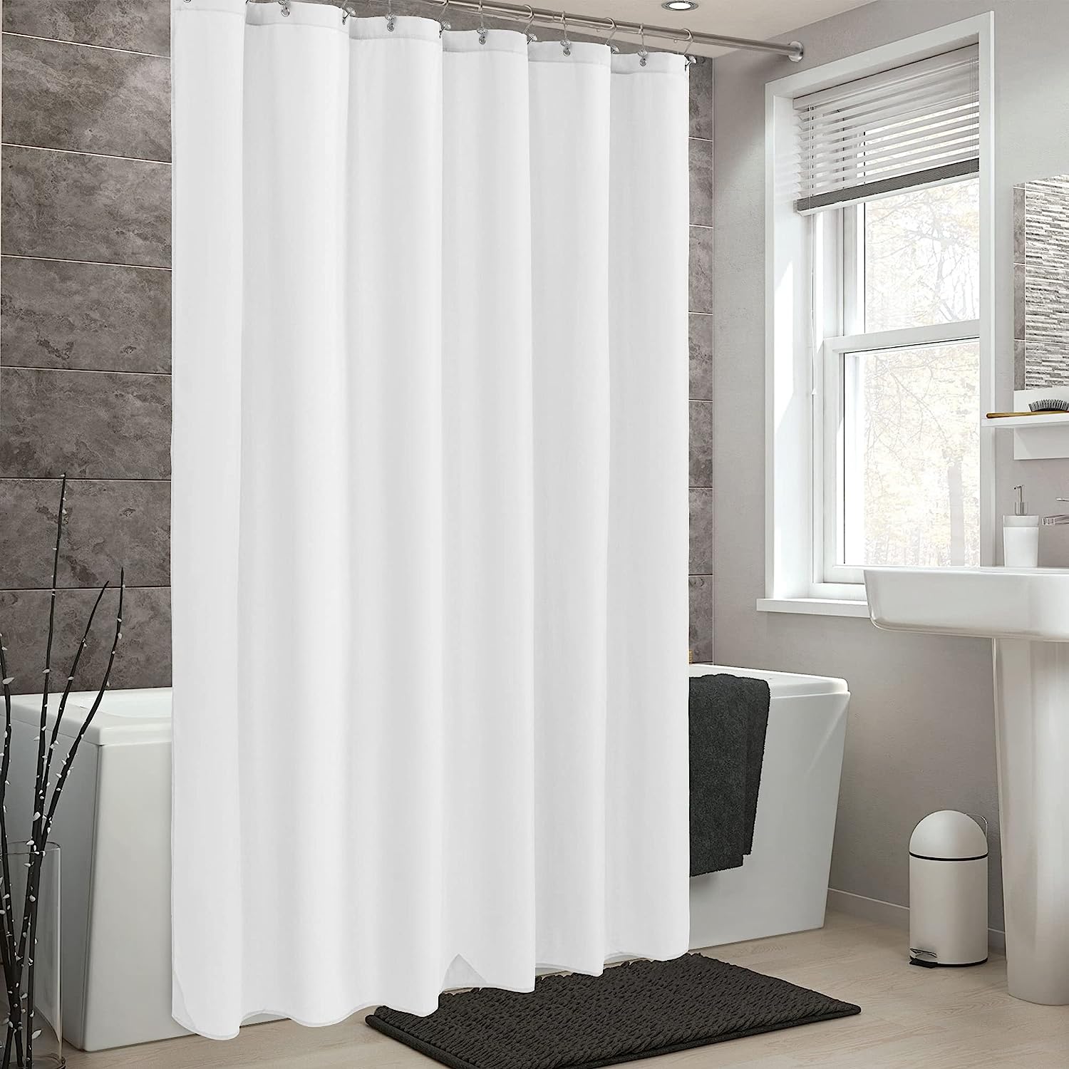 Forro De Cortina De Chuveiro De Poliéster Branco Impermeável Soft Hotel Liner Light & Machine Lavável Pano Cortina De Chuveiro 72x72