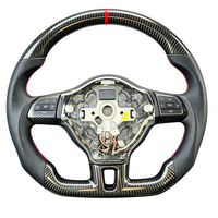 Volant en cuir personnalisé avec fibre de carbone et marque de centre rouge pour Volkswagen VW Golf 6 Golf 7 Passat CC Polo Tiguan Touareg MK6
