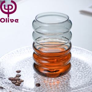 440ML rond jus lait verres tasse soufflé à la main spirale chenille boucle tasses belle couleur haute borosilicate verre tasse à café - Product Image 6