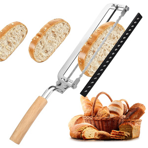 Cortador de Pan de Acero Inoxidable con Cuchilla Dentada para Baguettes, Guía Ajustable de Grosor, Cuchillo Manual para Pan de Levadura - Product Image 1