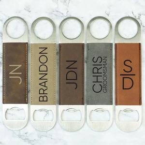 Abrebotellas de cuero de acero inoxidable, Abrebotellas de Metal personalizado de cuero Pu con envoltura de cuero, el más Popular - Product Image 5