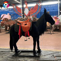 Cheval animatronique grandeur nature - Cheval en peluche interactif réaliste avec selle pour parc à thème / zone de divertissement pour enfants
