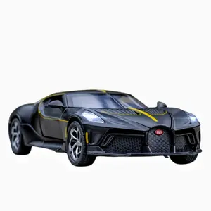 diecast model car 1:24 Bugatti Voice of the Night with sound and light pullback decorate collect metal model car toys
