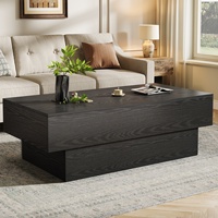 Table basse rectangulaire moderne Tribesigns de 55 pouces en bois noir, grande table centrale pour salon, salle de réception, meubles