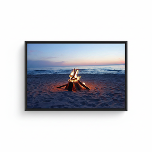 Printed Beach Bonfire Canvas: Modern Sea Landscape Wall Art,<b>BLACK</b> <b>FRAMED</b> CANVAS - Product Image 2