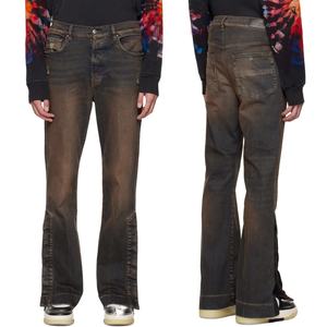 New Vintage 5 Pocket <b>Dark</b> Indigo Stacked Flared Stretch <b>Jeans</b> Men Stacked <b>Jeans</b> Men - Product Image 1